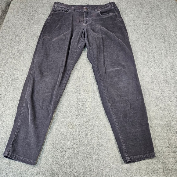Orvis Pants - Orvis‎ Womens Gray Corduroy Pants Size 16 Straight Leg Stretch Elastic Waist